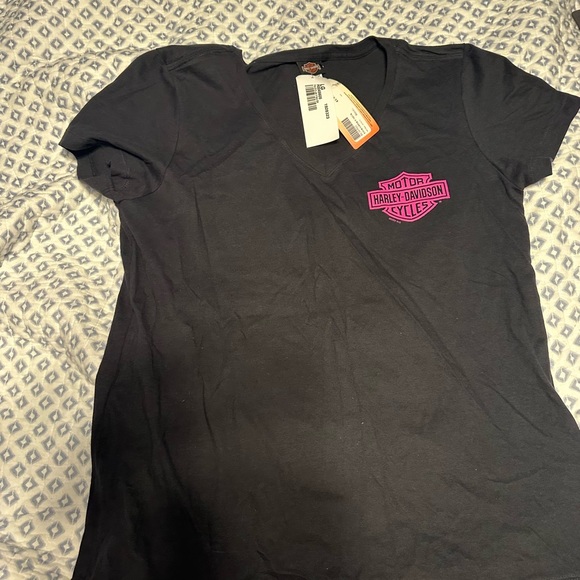 Harley-Davidson Tops - Harley Davidson size large tee shirt pink and black with tags